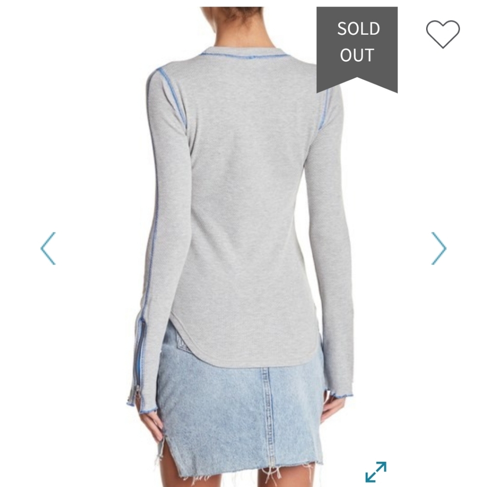 SOLDFree People Zip to it gray blue zipper thermal - Picture 3 of 10